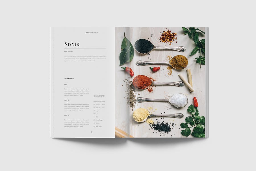 قالب آماده ایندیزاین : کتاب آشپزی Cookbook / Recipebook Template